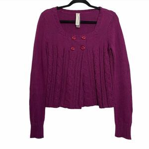 Fossil Fuchsia Purple 2 Button Cardigan Sweater‎